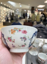 Six Chinese famille rose and grisaille export porcelain wares, Qianlong