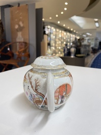 A fine Chinese famille rose 'narrative subject' teapot and cover, Yongzheng