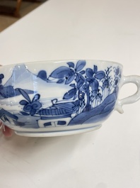 A pair of Chinese blue and white bowls and covers, Kangxi