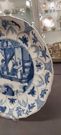 A Chinese blue and white lotus-shaped dish, Chenghua mark, Kangxi