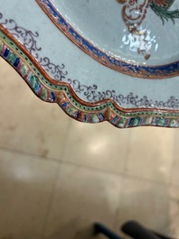 A Chinese dish with the portrait of Queen Victoria and the British crown, dated 1757, 18/19th C.