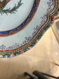 A Chinese dish with the portrait of Queen Victoria and the British crown, dated 1757, 18/19th C.