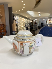 A fine Chinese famille rose 'narrative subject' teapot and cover, Yongzheng