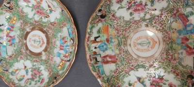 Een Chinees Canton famille rose 41-delig servies met het wapen van Ormiston voor de Schotse markt, 19e eeuw