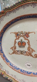 A Chinese dish with the portrait of Queen Victoria and the British crown, dated 1757, 18/19th C.