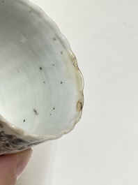 Six Chinese famille rose and grisaille export porcelain wares, Qianlong