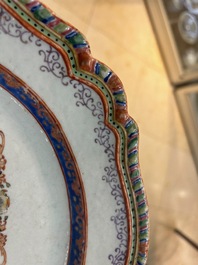 A Chinese dish with the portrait of Queen Victoria and the British crown, dated 1757, 18/19th C.