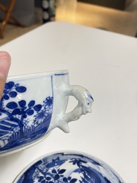 A pair of Chinese blue and white bowls and covers, Kangxi