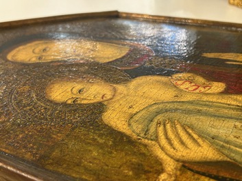 &Eacute;cole italienne, suiveur de Sano Di Pietro (1406-1481): 'Vierge &agrave; l'Enfant', huile sur panneau
