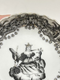 Six Chinese famille rose and grisaille export porcelain wares, Qianlong