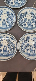 Nine Chinese blue and white 'Madonna and Child' saucers and two cups, Kangxi