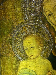 &Eacute;cole italienne, suiveur de Sano Di Pietro (1406-1481): 'Vierge &agrave; l'Enfant', huile sur panneau