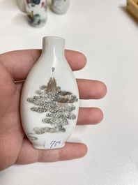 Six Chinese famille rose and iron-red snuff bottles, 18/19th C.