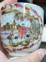 Six Chinese famille rose and grisaille export porcelain wares, Qianlong