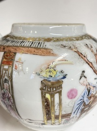A fine Chinese famille rose 'narrative subject' teapot and cover, Yongzheng