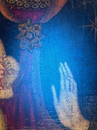 &Eacute;cole italienne, suiveur de Sano Di Pietro (1406-1481): 'Vierge &agrave; l'Enfant', huile sur panneau