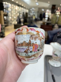 Six Chinese famille rose and grisaille export porcelain wares, Qianlong
