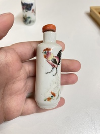 Six Chinese famille rose and iron-red snuff bottles, 18/19th C.