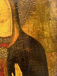 &Eacute;cole italienne, suiveur de Sano Di Pietro (1406-1481): 'Vierge &agrave; l'Enfant', huile sur panneau