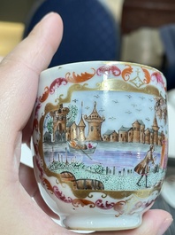 Six Chinese famille rose and grisaille export porcelain wares, Qianlong