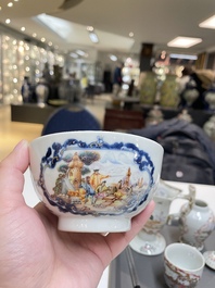 Six Chinese famille rose and grisaille export porcelain wares, Qianlong