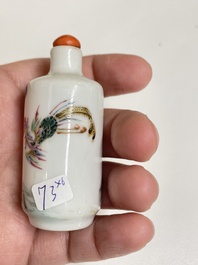 Six Chinese famille rose and iron-red snuff bottles, 18/19th C.