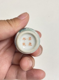 Six Chinese famille rose and iron-red snuff bottles, 18/19th C.