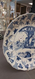 A Chinese blue and white lotus-shaped dish, Chenghua mark, Kangxi