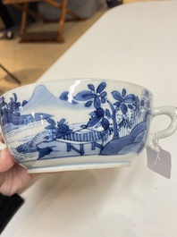A pair of Chinese blue and white bowls and covers, Kangxi