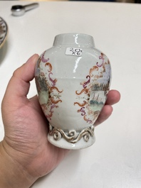 Six Chinese famille rose and grisaille export porcelain wares, Qianlong