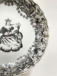 Six Chinese famille rose and grisaille export porcelain wares, Qianlong