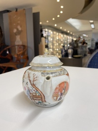 A fine Chinese famille rose 'narrative subject' teapot and cover, Yongzheng