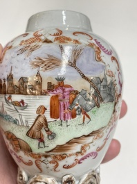 Six Chinese famille rose and grisaille export porcelain wares, Qianlong