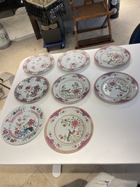 Thirteen Chinese famille rose plates, Yongzheng/Qianlong
