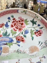A Chinese famille rose 'birds' dish and a 'quails' plate, Yongzheng/Qianlong