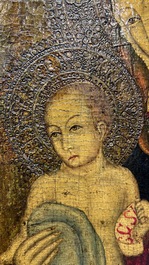 &Eacute;cole italienne, suiveur de Sano Di Pietro (1406-1481): 'Vierge &agrave; l'Enfant', huile sur panneau
