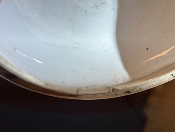 A rare Chinese doucai bowl and cover with silvered mounts, Kangxi/Yongzheng