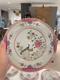 Thirteen Chinese famille rose plates, Yongzheng/Qianlong