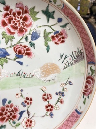 A Chinese famille rose 'birds' dish and a 'quails' plate, Yongzheng/Qianlong
