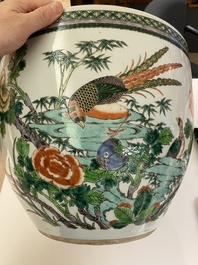 Aquarium en porcelaine de Chine famille verte &agrave; d&eacute;cor de faisans, 19&egrave;me
