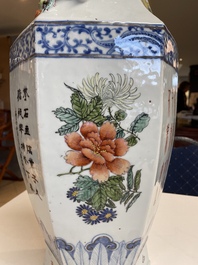 Vase de forme hexagonale en porcelaine de Chine qianjiang cai, sign&eacute; Hui Ru Shi 慧如氏, dat&eacute; 1910