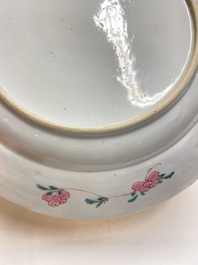 A Chinese famille rose 'birds' dish and a 'quails' plate, Yongzheng/Qianlong