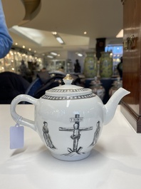 Th&eacute;i&egrave;re couverte en porcelaine de Chine &agrave; d&eacute;cor de la 'Crucifixion' en grisaille, Qianlong