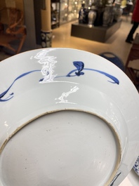 Vier Chinese blauw-witte schotels, Yongzheng/Qianlong