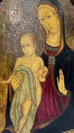 &Eacute;cole italienne, suiveur de Sano Di Pietro (1406-1481): 'Vierge &agrave; l'Enfant', huile sur panneau