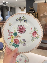 Thirteen Chinese famille rose plates, Yongzheng/Qianlong
