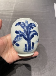 A Chinese blue and white 'Long Eliza' tea caddy, Kangxi
