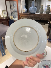 Thirteen Chinese famille rose plates, Yongzheng/Qianlong
