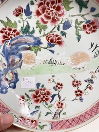 A Chinese famille rose 'birds' dish and a 'quails' plate, Yongzheng/Qianlong