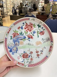 A Chinese famille rose 'birds' dish and a 'quails' plate, Yongzheng/Qianlong